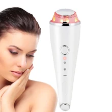 Светодиодный аппарат для лица с теплым и холодным фотоном, лечение вибрацией, массаж красоты, расслабление кожи вокруг глаз, удаление морщин и акне, фотонный массаж