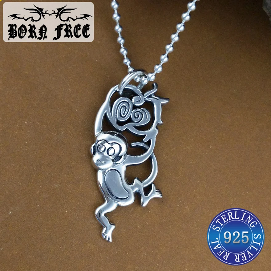 

925 sterling silver monkey necklaces pendants fashion jewelry women pendant men trendy choker custom neckalce new arrival 2018