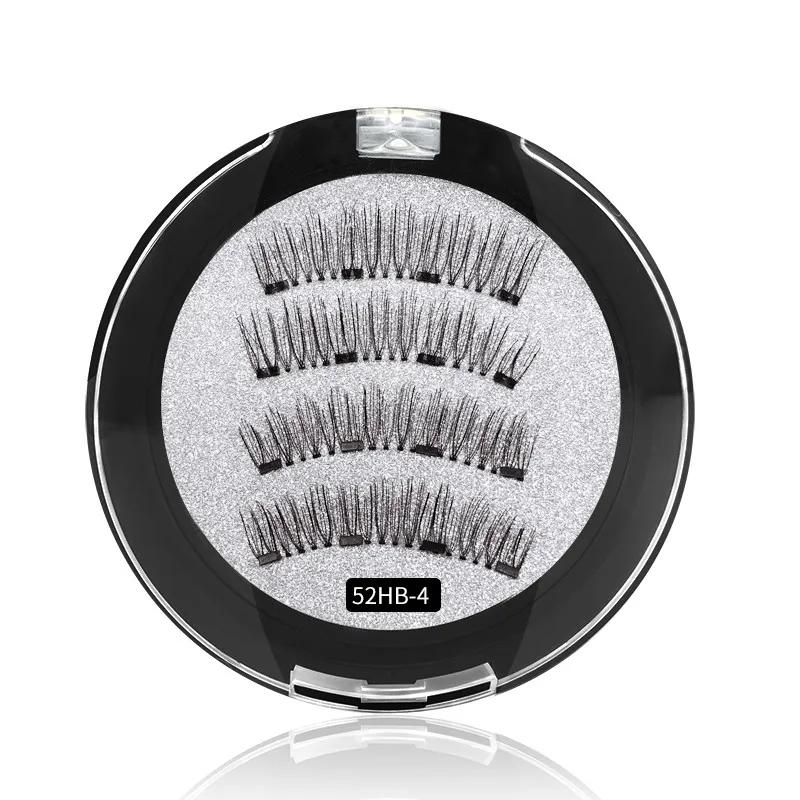 New 2 Pair 4 Magnetic False Eyelashes natural 3D Reusable magnets handmade magnetic lashes natural Mink eyelashes magnet lash - Цвет: KS01-4