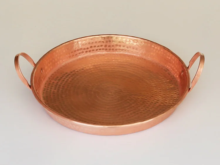 

Handmade Pure Copper Pan Pot Frying Pan Thick Plate Purple Double Handle Cookware