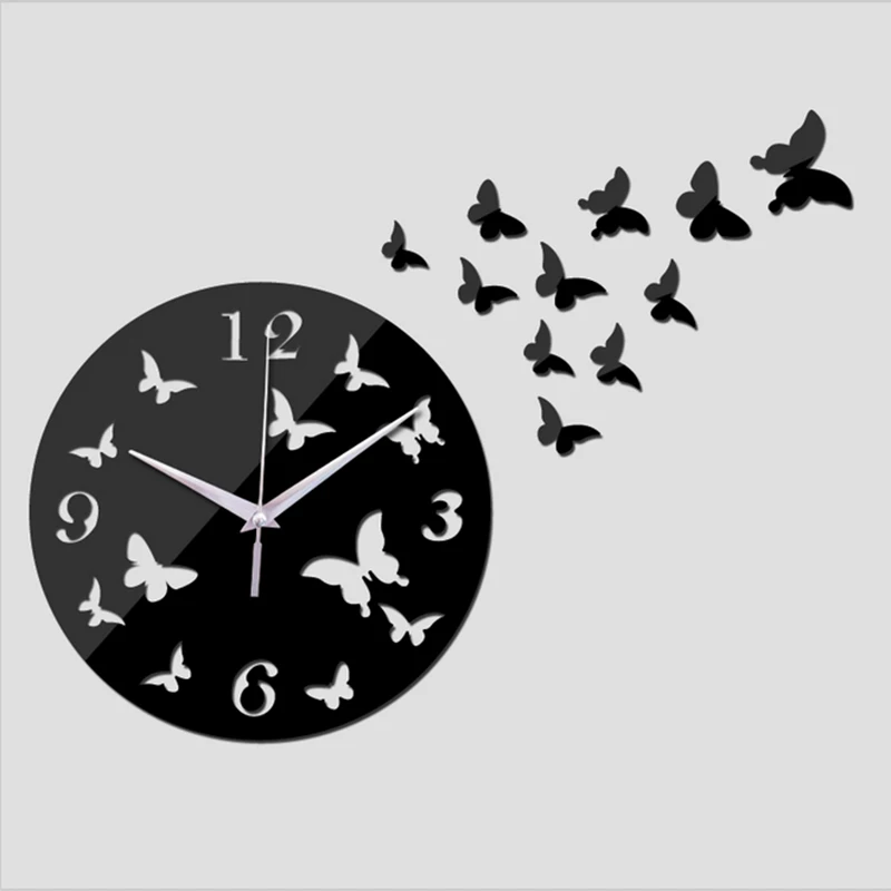 

2018 New Quartz 11 butterfly Wall Clocks Europe Design Reloj De Pared Large Decorative Clocks 3d Acrylic art Living Room