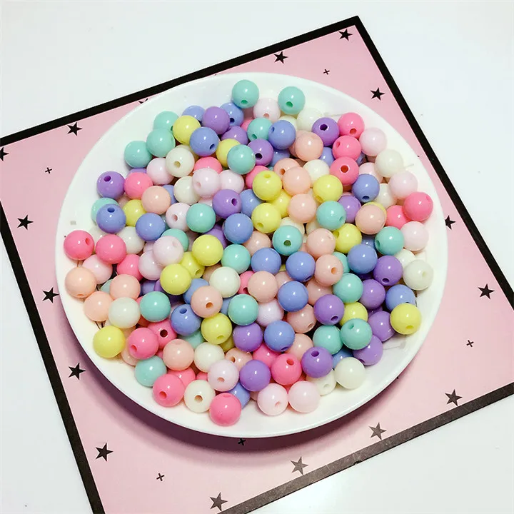 3   Multicolor Round Beads Diy Hand Made Beaded Bracelet Necklace Jewelry Making Candy Color Loose Beads Diy Clothing Accessories