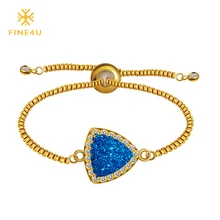 Новинка FINE4U B018 браслет из натурального Друза и камня для женщин браслет на цепочке Свадебные ювелирные изделия