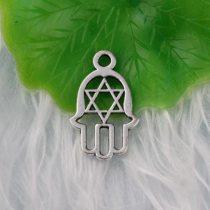 Смешанный винтажный кулон серебряной звезды Давида Hamsa Ручная Рука по руке