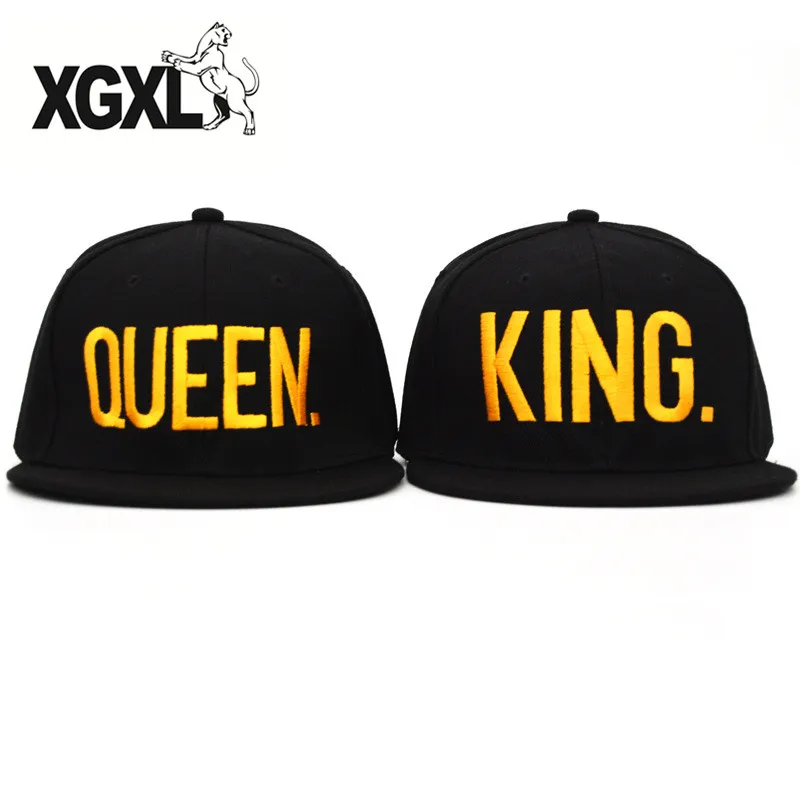 Brand KING QUEEN Embroidery black Snapback Men Women Couple Baseball