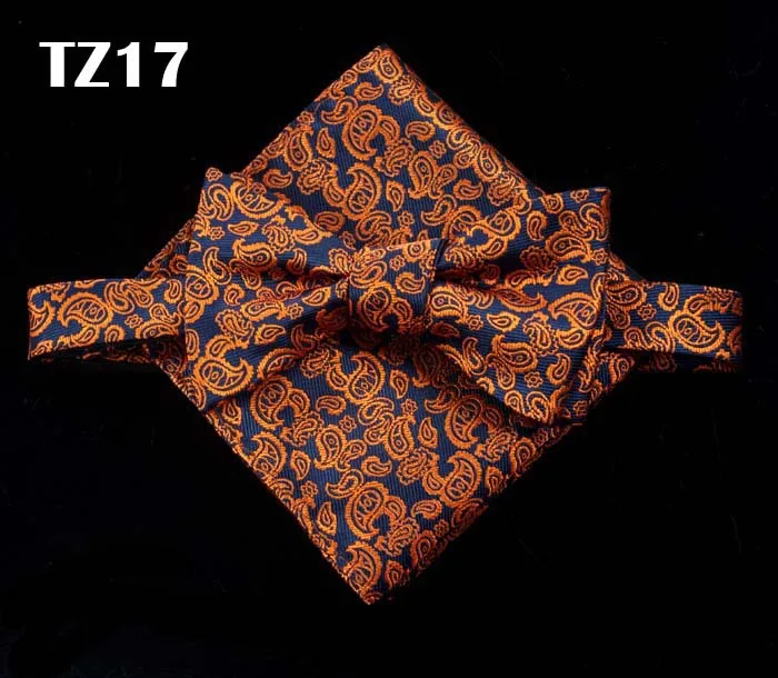 Для мужчин лук галстук Красочные Пейсли Bow Tie Бизнес свадебные с бантиком в горошек Лук галстуки с платком для жениха Вечерние аксессуары