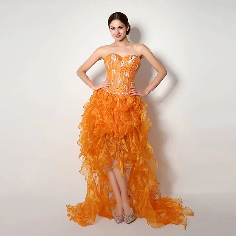 Summer Fairy Orange Prom Dress Hi Lo 2017 Asymmetrical For Women