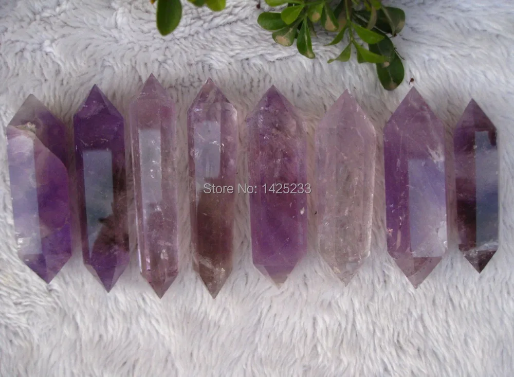 8pcs natural Amethyst purple quartz crystal wand point healinghealing