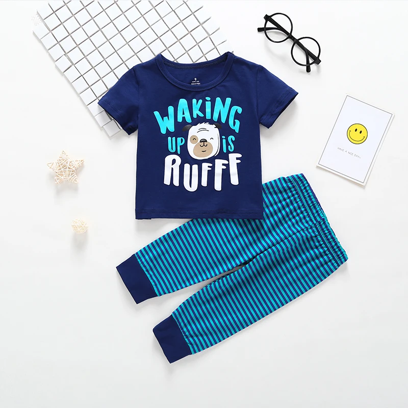Стильная футболка с изображением персонажей видеоигр Пижама "Медвежонок"; Комплект для маленьких девочек; весна-осень комплект одежды из 2 предметов для новорожденных, комплект для мальчиков: футболка+ штаны, одежда для сна, ночная рубашка - Цвет: 3