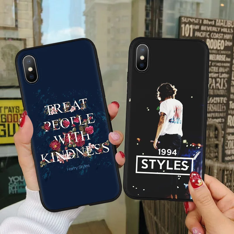 

Harry Styles Treat People With Kindness Black Soft silicone Phone Case For TPU iPhone 5 6 6S 7 Plus 8 Plus XS X Xr XS Max Fundas