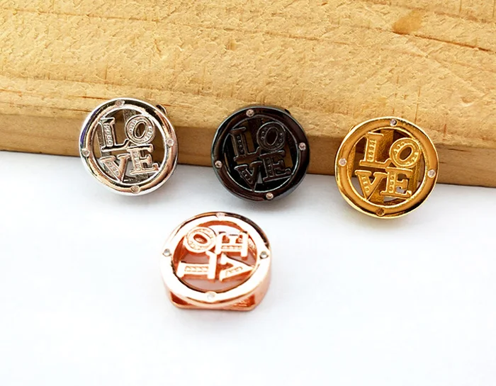 connector charm 5 шт. Новая мода Любовь круглый разъем Вдохновленный ювелирные часы браслет в виде ремня, CZ микро проложить шармы, бусины для браслета BG216 - Окраска металла: connector charm