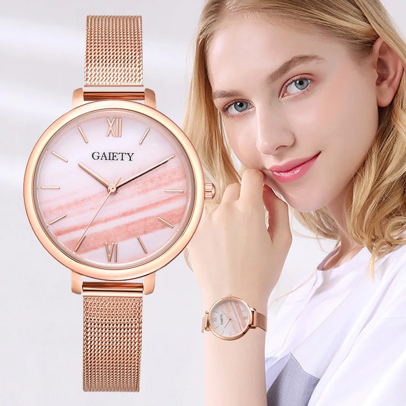 

Top Brand Luxury Women Rose Gold Bracelet Dress Watches For Women Fashion Malachite Pink Dial Stainless Steel Band Quartz Clock