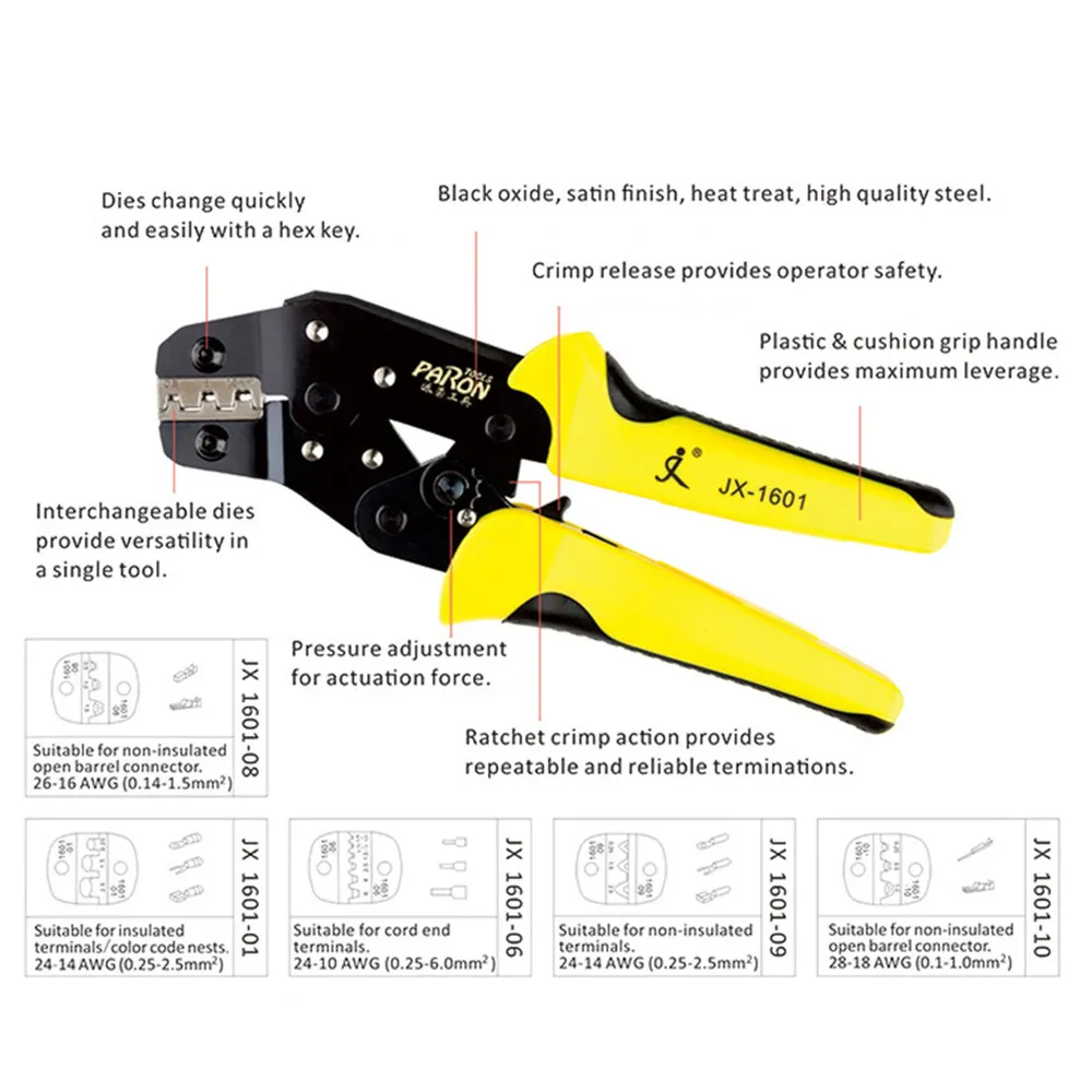 14-10AWG/26-16AWG/24-10AWG/24-14AWG провода щипцы инженерные храповика концевые клеммы обжимные плоскогубцы