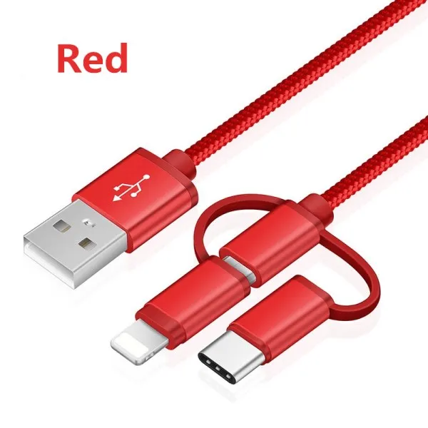 NOHON 3 в 1 зарядный кабель для передачи данных для iPhone X XS MAX XR 7 8 Plus Быстрая зарядка USB кабели для samsung S9 для Xiaomi 4X Note 4 4X - Цвет: Красный