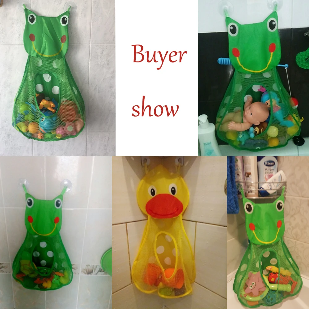 Baby Shower Bath Toys Little Duck Little Frog Baby Kids Toy Storage Mesh with Strong Suction Cups Toy Bag Net Bathroom Organizer