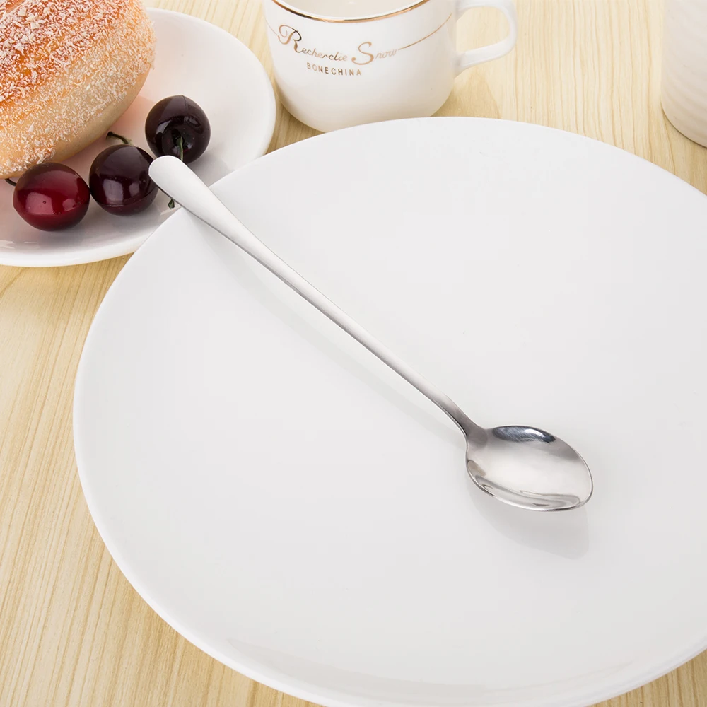 

1 PC Long Spoons Stainless Steel Tea Coffee Dessert Ice Cream Soup Kitchen Spoon Coffee Accessories Tableware Home Drinking Tool