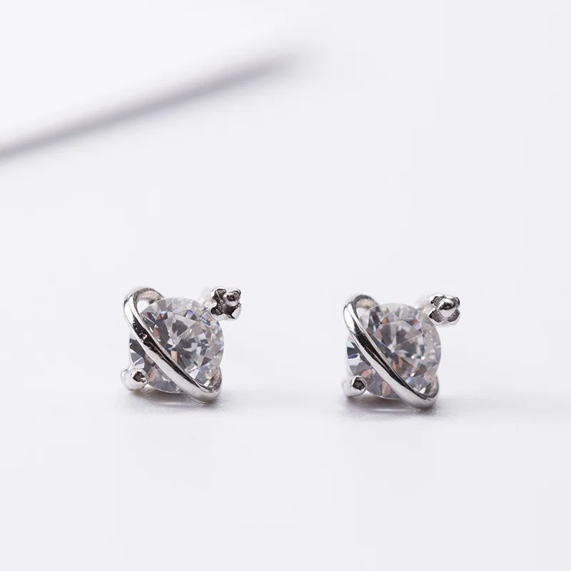 Простые серьги planet zircon 100% Стерлинговое Серебро 925 пробы модные гипоаллергенные