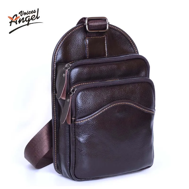 

2017 Hot Genuine Leather Men Shoulder Bag Fashion Trending Oil Wax Leather Mens Crossbody Bag Coffee Chest Pack Men Bags