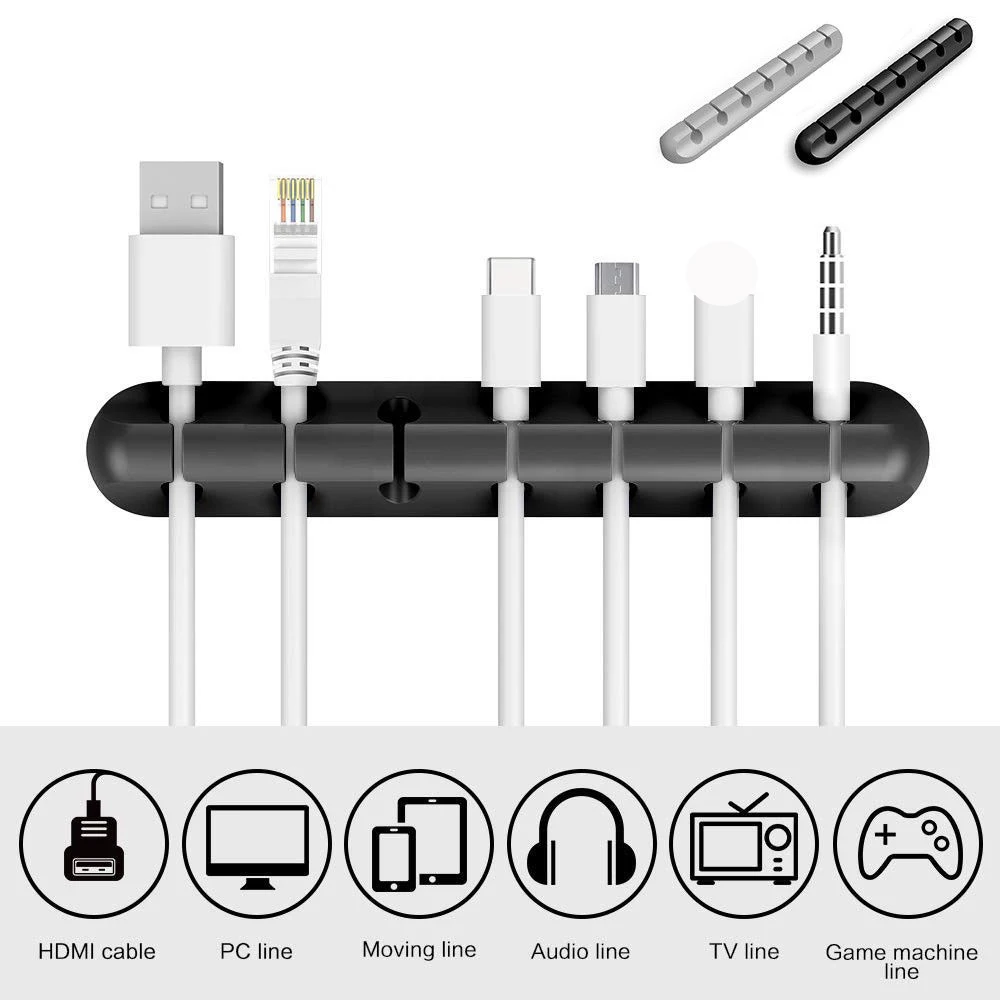 

New Professional 3/5/7 Slot Cable Winder Earphone Cable Organizer Wire Storage Silicon Charger Holder Clips Office Supplies