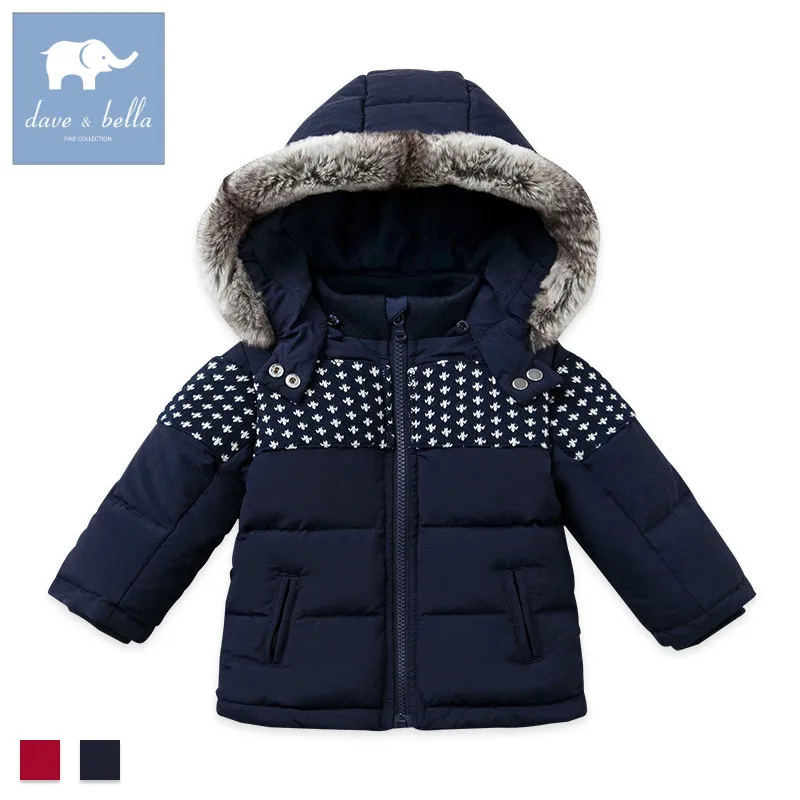 DB2839 dave bella winter infant baby boys down jacket children white duck down padded coat kids