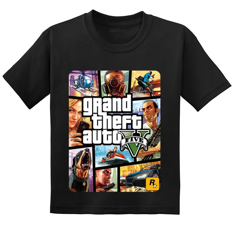 Детская летняя хлопковая одежда для малышей Лидер продаж, GTA Street Fight Long с GTA 5, детские футболки повседневные футболки для мальчиков и девочек