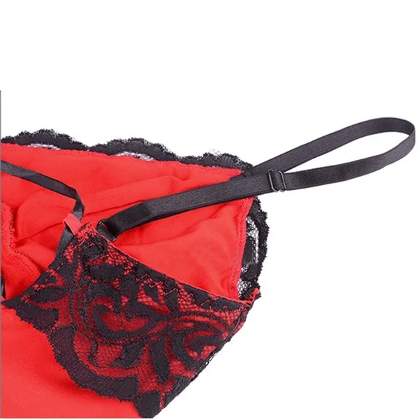 Women Red Lace Dress Sleepwear +G-string Sexy Teddies Lingerie 7 Women Red Lace Dress Sleepwear +G-string Sexy Teddies Lingerie 7