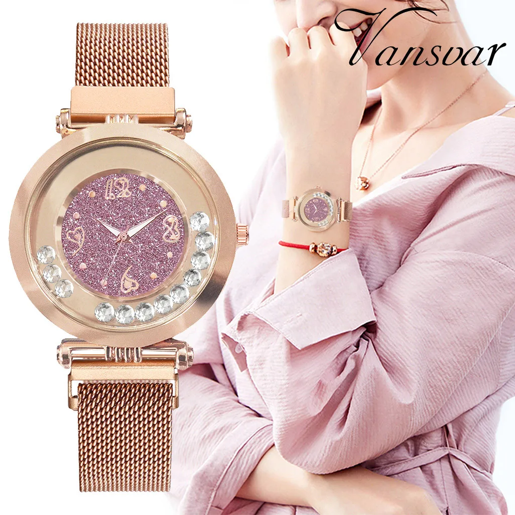 

women watches vansvar Quartz Stainless Steel Women Magnet Buckle Starry Sky Diamond Watch zegarek damski montre femme hot #10
