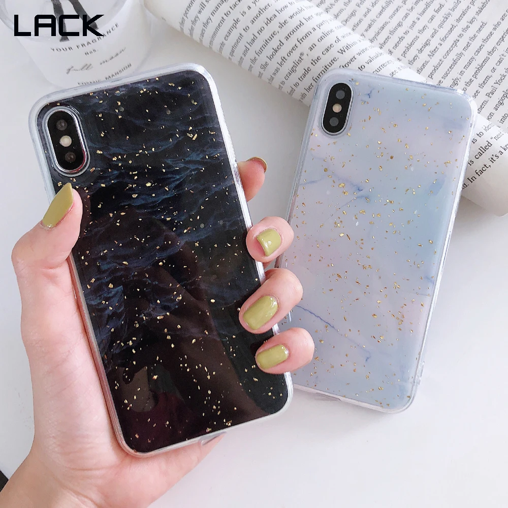 

LACK Solid color Marble Gold foil Phone Case For iPhone X XS MAX XR 6 6S 7 8 Plus Fashion Stone Texture Soft TPU Back Cover Bag