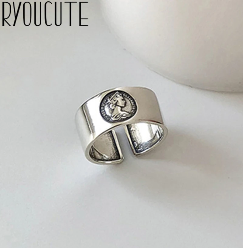 Rings for Adjustable Queen Silver-Color Retro Vintage Jewelry Women Engagement Anillos