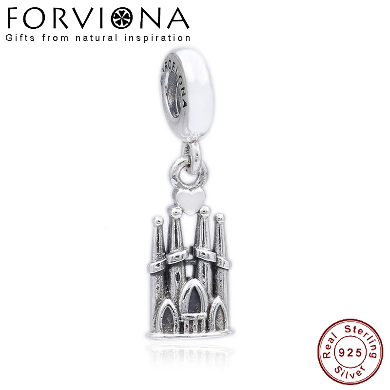 

Authentic 100% 925 Sterling Silver Charm Bead Barcelona Cathedral Church Charms Fit Woman Bracelets Bangles Women DIY Jewelry