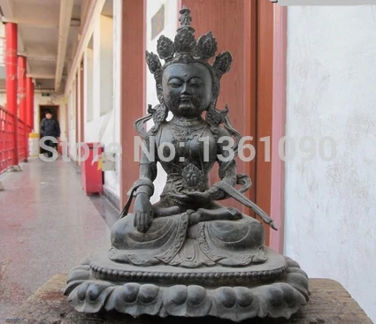 

xd 001366 Tibet Buddhist Collect old Bronze Kwan-Yin Bodhisattva Buddha Statue