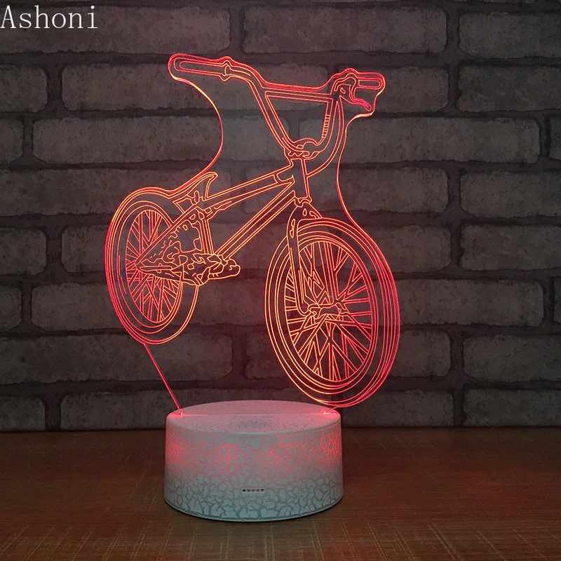 

New Bicycle 3D Table Lamp LED Touch 7 Color Changing Night Light Home Decor Kids Christmas Gifts