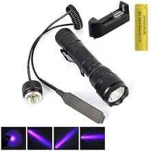 502B 395nm светодиодный фонарик УФ WF-502B Водонепроницаемый ультрафиолетового черный лампы фиолетовый свет факел батареи+ 18650+ Зарядное устройство+ пульт переключатель