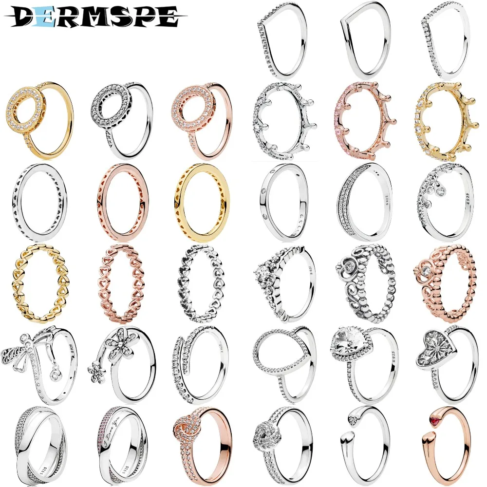 

DERMSPE Pan 925 Sterling Silver Shine Enchanted Crown Ring Fit Diy Original Charm Jewelry Fashion Gifts For Women