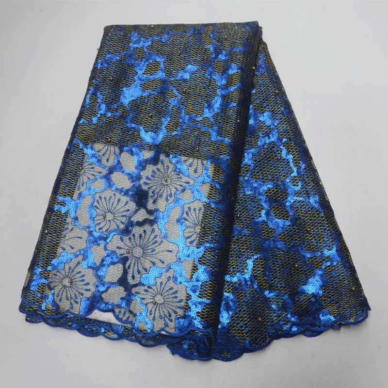 

New design French organza lace fabric high quality tulle, African lace embroidery sequins lace fabric