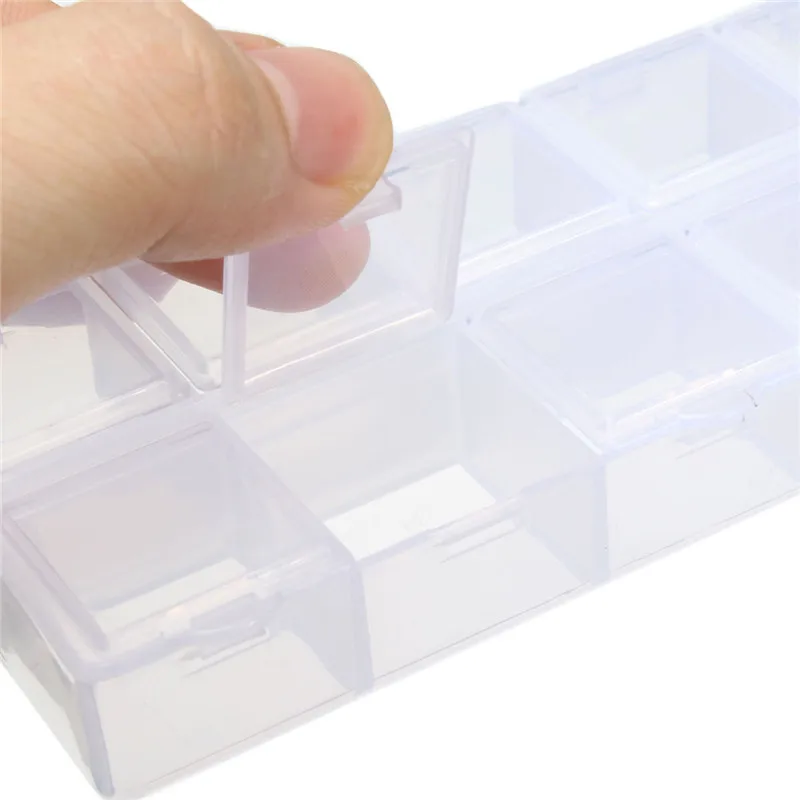 Двойными бортами 10 слотов отделение Пластик ящик для хранения ювелирных изделий ясно Коробки для инструментов Пластик Box Таблетки