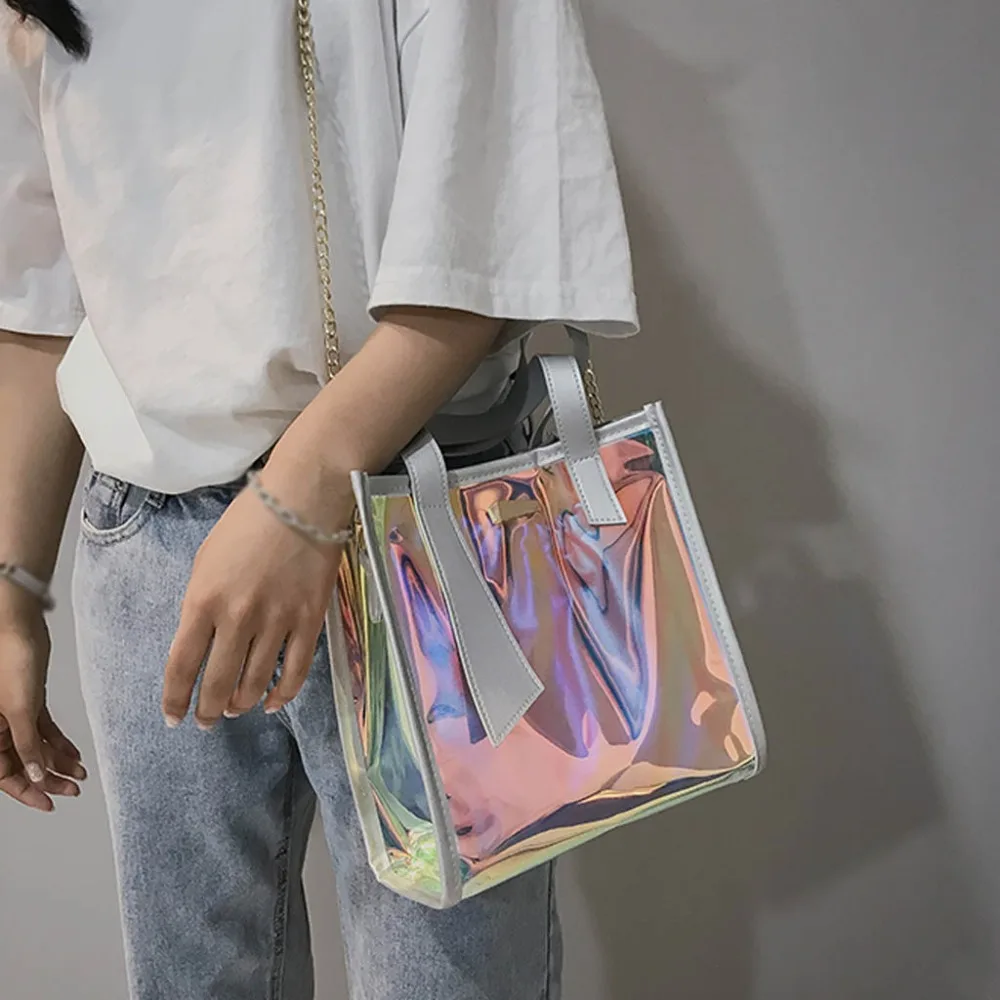 Женская сумка через плечо, сумки из лазерной кожи, новинка, 2 шт, многофункциональная цветная сумка, женская сумка через плечо, сумки через плечо