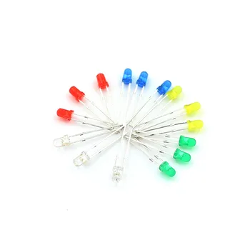 

100PC/Lot new Red Green Yellow Blue White 3MM Led Light Emitting Diode
