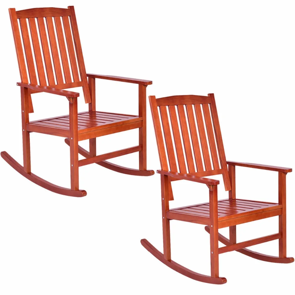 Giantex Set Of 2 Wood Rocking Chair Porch Rocker Indoor Outdoor