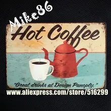 [Mike86] горячий кофе металлическая банка знак Cafe домашний бар отделки стен Art Винтаж подарок craft 20*30 см смешивать элементы aa-325
