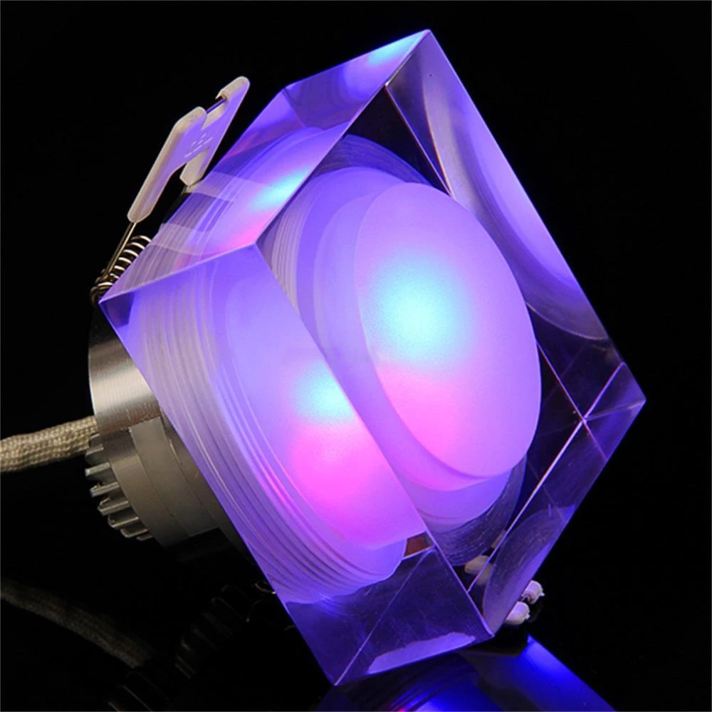 [DBF] Круглый/квадратный акриловый кристалл светодиодный встраиваемый светильник RGB 1 Вт 3 Вт 5 Вт 7 Вт светодиодный потолочный светильник с AC85-265V светодиодный трансформатор
