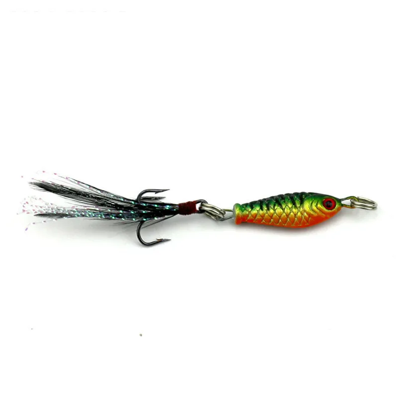 Mini Metal Fishing Lure with Feather Lifelike 3D Eye Artificial Fish Hard Bait for Lure Fishing Accessories 2.5cm 6.4g LB003
