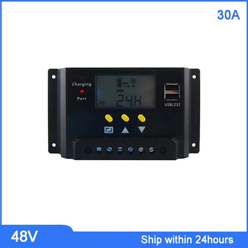 

LCD Display Smart 30A Solar Charge Controller / 48V Charge Regulator / Solar Charger 48V With LCD Screen for Lead acid Battery