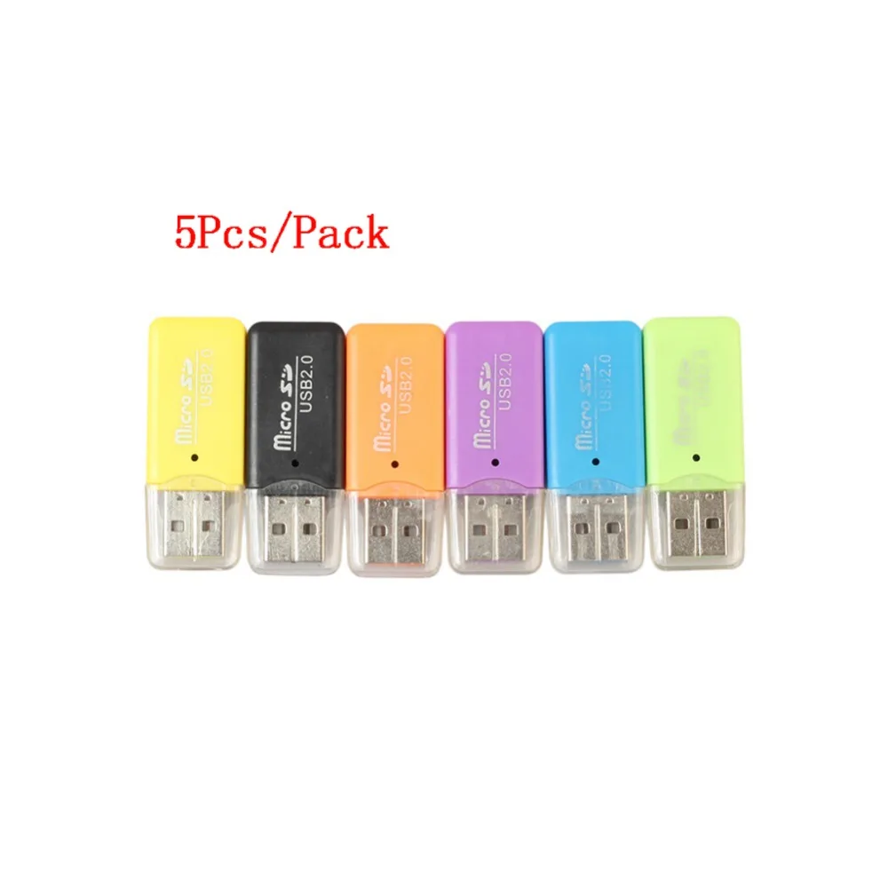 Эдал 5 шт./упак. Mini-USB 2,0 Card Reader для Micro SD карты памяти адаптер Plug and Play для планшета PC разные цвета