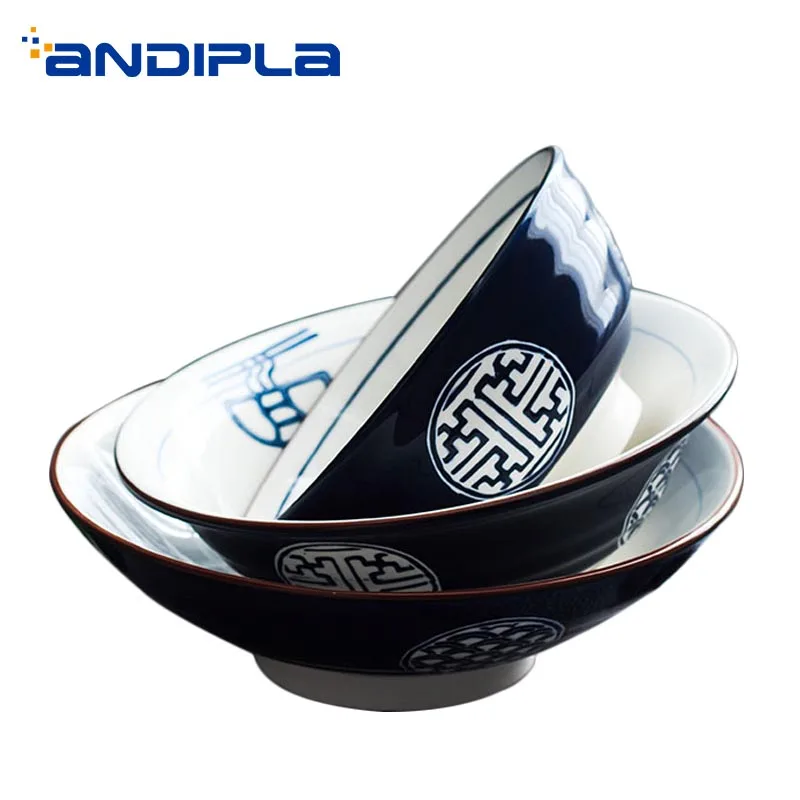 

Japanese Style Ramen Bowl Ceramic Porcelain Big Soup Bowls Rice Container Kitchen Dinnerware Tableware Accessories Decoration
