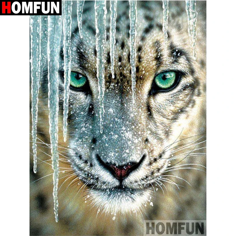 

HOMFUN Full Square/Round Drill 5D DIY Diamond Painting "Animal white tiger" Embroidery Cross Stitch 5D Home Decor Gift A17710