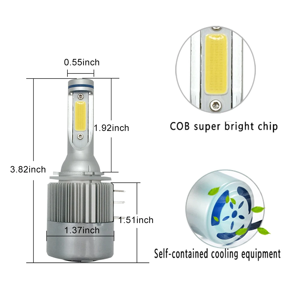 H15 LED Light Bulb 72w 7600LM Wireless Headlamp Car Lamp Day time Running Light Conversion Sourcing 6000k for Golf Audi BMW