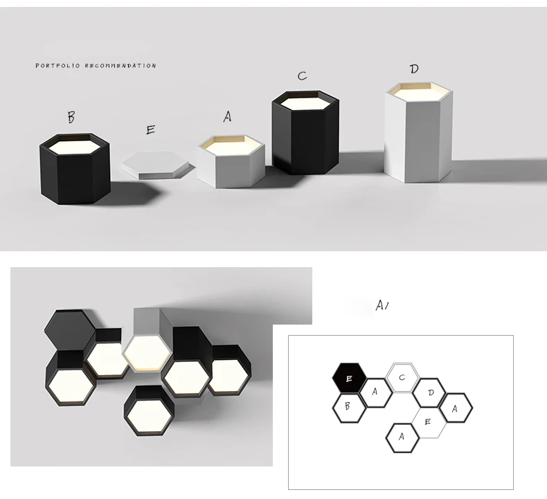 Современный минималистичный DIY комбинированный шестигранный дизайнерский потолочный светильник матовый Железный светодиодный светильник для гостиной акриловый декоративный светильник