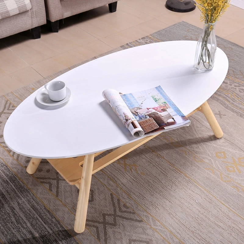 Mid Century Modern Oval Wood Center Table Living Room Furniture Contemporary Low Center Sofa Side Table Wooden Casual Tea Table