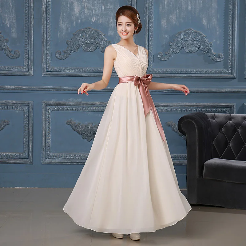 Light Purple Champagne Long Chiffon Women Bridesmaid Dresses Under